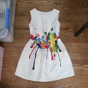 White Dress With Paint Splatter Design